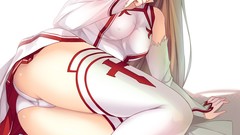 Weapons Anime skirts long hair brunettes ecchi sword art online 