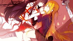 Weapons Anime Swords skirts long hair anime girls closed eyes 