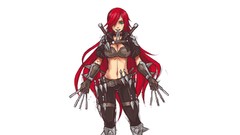 Weapons Anime white background long hair green eyes redheads 