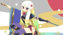 Weapons Anime white hair red eyes Swords long hair anime girls 