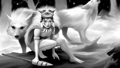 Weapons Anime Wolves monochrome spears fan art princess 