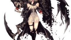 Weapons apples dress white background red eyes fruits skulls 