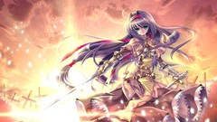 Weapons armor anime girls lolita fashion purple hair ragnarok 