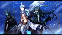 Weapons armor blue hair black hair