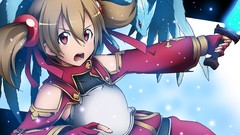 Weapons armor red eyes gloves brown eyes short hair sword art 