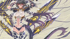 Weapons armor red eyes long hair anime girls original characters