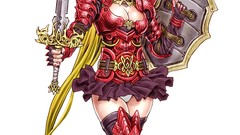 Weapons armor shield Swords blondes skirts anime girls panties 