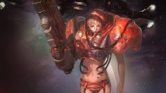 Weapons armor stockings anime girls lingerie spaceships 