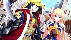 Weapons armor Swords blondes anime girls black hair maji de 
