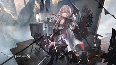 Weapons armor white hair Ribbons mechanical long hair anime 