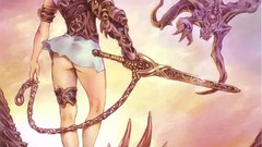 Weapons ass wings armor Swords chains artwork yamashita shunya 