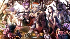 Weapons ass wings horns stockings blondes long hair anime girls 