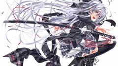 Weapons blade Katana glasses tie white background red eyes 