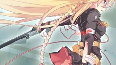 Weapons blondes anime girls blue eyes uniforms brides Kazami 