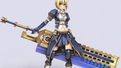 Weapons blondes anime girls green eyes Simple Background 