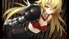 Weapons blood Anime armor blondes anime girls yellow eyes bra 