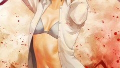 Weapons blood Anime navel Ribbons Swords shirts belts pants 