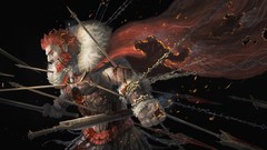 Weapons blood black background armor beard Warriors Swords 