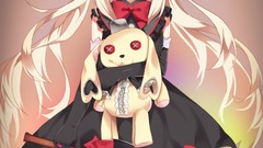 Weapons blood dress gloves bows blondes long hair anime girls 