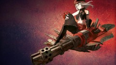 Weapons blood hats skirts long hair anime girls God Eater Burst 