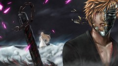 Weapons blood Swords short hair bleach kurosaki ichigo inoue 