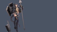 Weapons blue background anime girls blue eyes black hair 