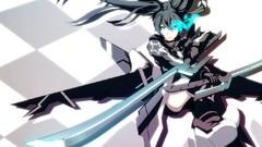 Weapons blue eyes black rock shooter black hair kuroi mato