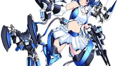 Weapons blue hair Simple Background robot girl