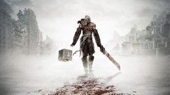 Weapons Books armor mist buildings fantasy art blood splatters