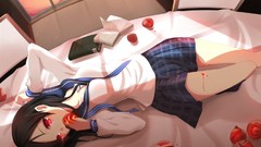 Weapons Books blood Anime beds red eyes eat pink eyes anime 