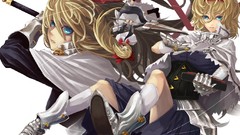 Weapons Books dolls string dress white background armor Ribbons 