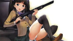 Weapons brown anime girls school uniforms seifuku underwear 