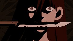 Weapons brown Knives faces monochrome long hair anime girls 