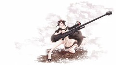 Weapons brown pink eyes anime girls maids sniper rifles