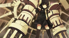 Weapons brunettes yellow eyes thigh highs