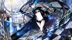 Weapons chains anime girls black rock shooter black hair 