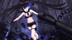 Weapons chains long hair anime girls blue eyes black rock 