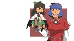 Weapons children wings goddess Ropes bows skirts blue hair 