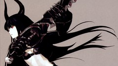 Weapons claws horns red eyes black rock shooter black hair 