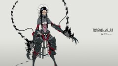 Weapons claws white hair green eyes short hair braids tails 