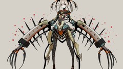 Weapons claws white hair pink eyes twintails original 