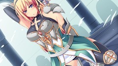 Weapons cross armor blondes anime girls blue eyes underwear 