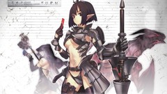 Weapons Dragons armor lance anime girls brown eyes short hair 