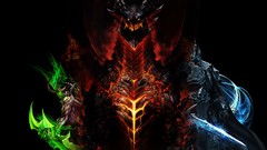 Weapons Dragons black background horns armor Lich King Swords 