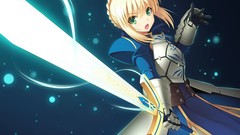 Weapons dress armor saber gloves blondes green eyes fate stay 