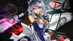 Weapons dress cogwheel Knives red eyes bows anime girls maids 