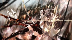 Weapons dress collar armor white hair gloves coat Swords anime 