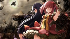 Weapons dress gloves Ribbons stockings pink hair long hair pink 