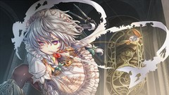 Weapons dress Knives white hair gloves Ribbons clocks bows long 