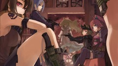 Weapons dress red eyes blondes anime girls boots blue eyes 